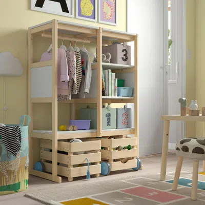 Ikea Flisat Open Storage Combination, Light White Stained Pine/white, 34 5/8x15x46 1/8 "