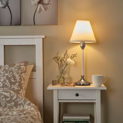 Ikea Flyghöjd Table Lamp, Nickel Plated/white, 21 "