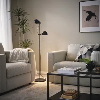 Ikea Folkbåt Floor Lamp With 2-spot, Black, Base Diameter: 11 "