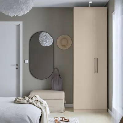 Ikea Forsand Door With Hinges, Gray-beige, 9 7/8x90 3/8 " In Neutral