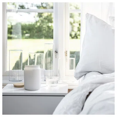 Ikea Framfärd Scented Cndl In Glass With Lid/2 Wicks, Fresh Linen/white Frosted Glass, 100 Hr