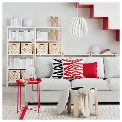 Ikea Förlunda Pouffe, With Storage/vissle Beige, Diameter: 17 3/8 "