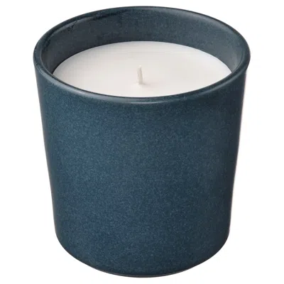Ikea Fruktskog Scented Candle In Ceramic Jar, Vetiver & Geranium/black-turquoise, 50 Hr