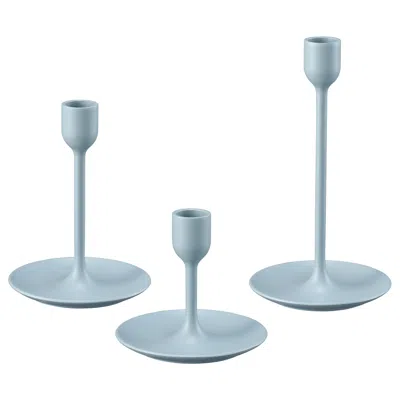 Ikea Fulltalig Candlestick, Set Of 3, Light Gray-blue