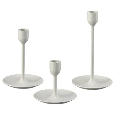 Ikea Fulltalig Candlestick, Set Of 3, Light Grey-beige
