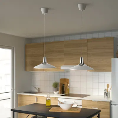 Ikea Fyrtiofyra Pendant Lamp, Chrome Effect/white, 15 "