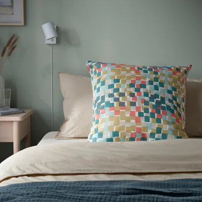 Ikea Gaffelbräken Cushion Cover, White/dark Gray-turquoise, 26x26 "