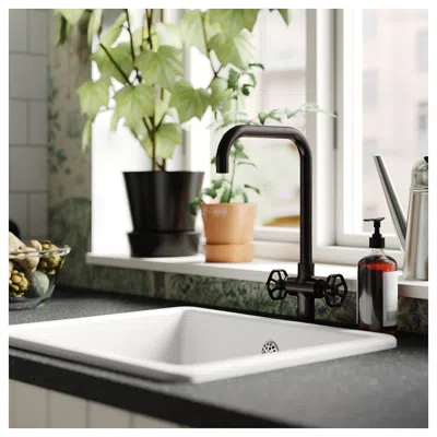 Ikea Gamlesjön Dual Control Kitchen Faucet, Brushed Black Metal, Height: 14 1/8 "