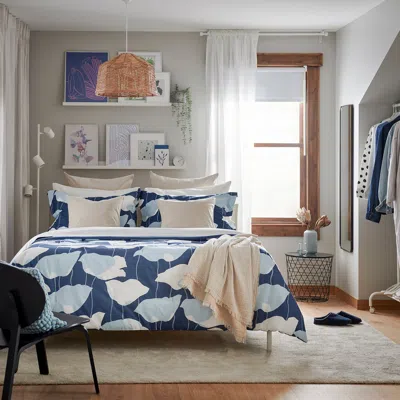 Ikea Getruta Comforter Set, Blue/white, Full/queen