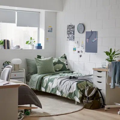 Ikea Getruta Comforter Set, Green/white, Twin/twin X-long