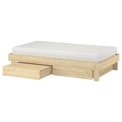 Ikea Glamberget Bed Frame With Storage And Mattress, Pine/åkrehamn Medium Firm, Twin
