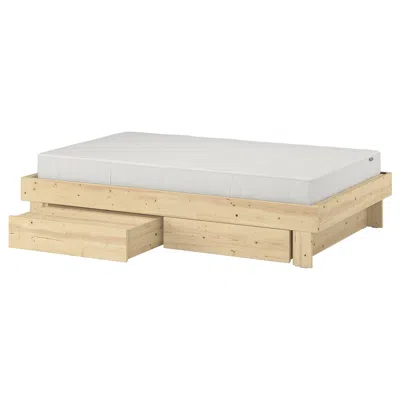 Ikea Glamberget Bed Frame With Storage And Mattress, Pine/vesteröy Medium Firm, Twin