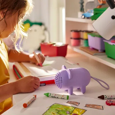 Ikea Grejsimojs Portable Bluetooth Speaker, Mouse/purple, Width: 3 3/8 "