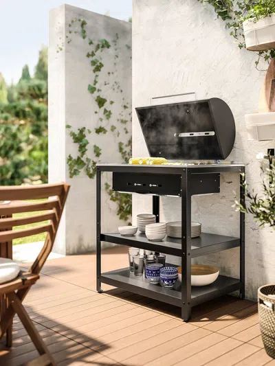 Ikea Grillskär Charcoal Grill, Black/stainless Steel Outdoor, 33 7/8x24 "