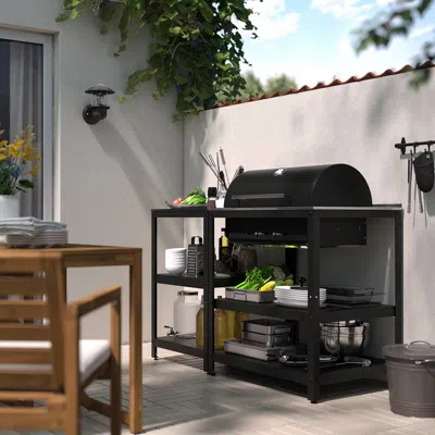 Ikea Grillskär Charcoal Grill With Kitchen Island, Stainless Steel/outdoor, 57 7/8x24 "