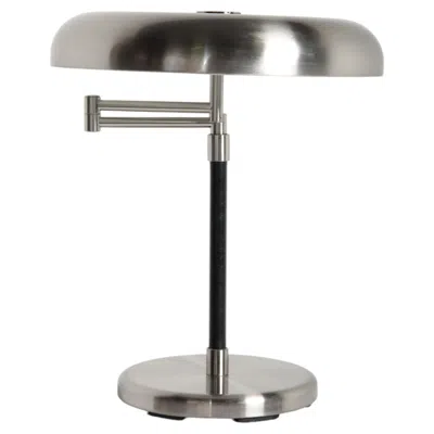 Pre-owned Ikea "grimsö" Table Lamp In Steel And Leather, Adjusteble Arm, 1990s In Transparent