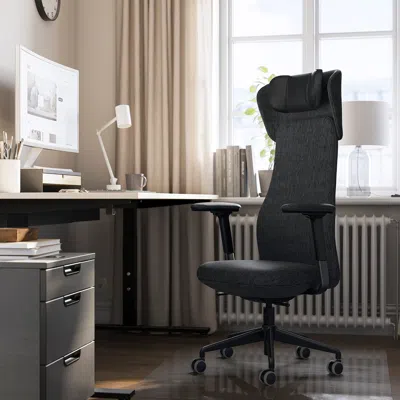 Ikea Grönfjäll Office Chair With Arm/headrest, Letafors Gray/black, Tested For: 276 Lb