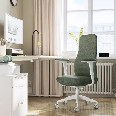 Ikea Grönfjäll Office Chair With Armrests, Letafors Gray-green/white, Tested For: 276 Lb