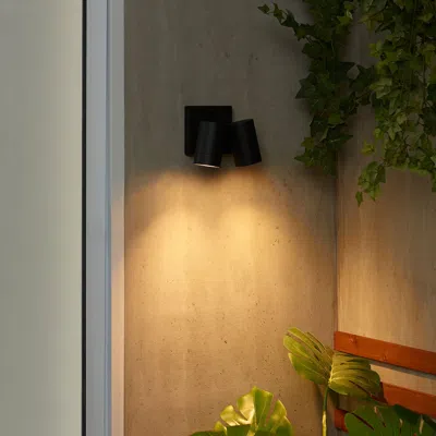 Ikea Grönspröt Wall Lamp Double, Hardwired, Outdoor Black, Depth: 5 "