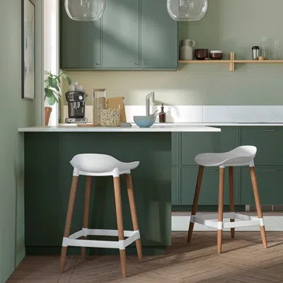 Ikea Grönsta Bar Stool, Counter Height White/light Brown/wood Indoor/outdoor, 25 1/4 "