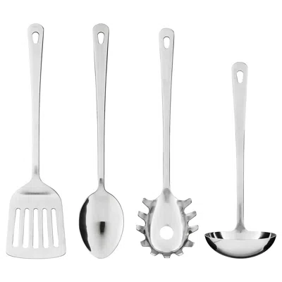 Ikea Grunka 4-piece Kitchen Utensil Set, Stainless Steel In Silver
