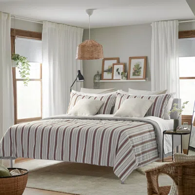 Ikea Guldakleja Comforter Set, Red-brown/stripe, King In Gray