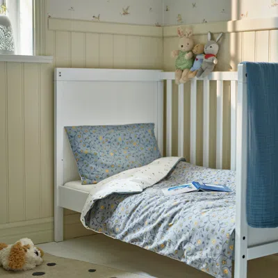 Ikea Guldvävare Duvet Cover 1 Pillowcase For Crib, Blue/white Floral Pattern, 43x49/14x22 "