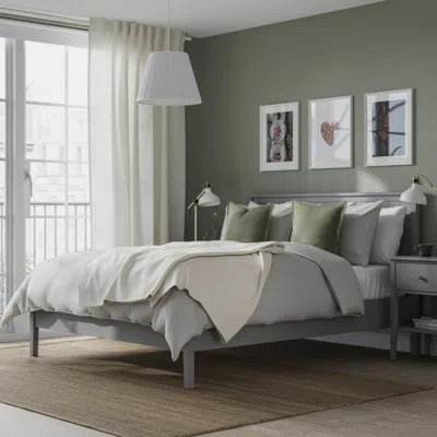Ikea Gullaberg Bed Frame, Gray, Queen