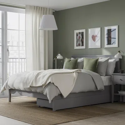 Ikea Gullaberg Bed Frame With 2 Storage Boxes, Gray, Full/double