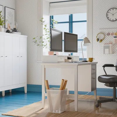 Ikea Gullaberg Desk With Drop File Drawers, White, 47 1/4x25 5/8x29 1/2 "