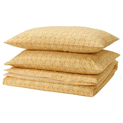 Ikea Hamnsenap Duvet Cover And Pillowcase(s), Yellow/multicolor, Full/queen In Brown