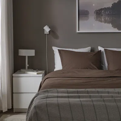 Ikea Hampflockel Duvet Cover And Pillowcase(s), Brown, Full/queen