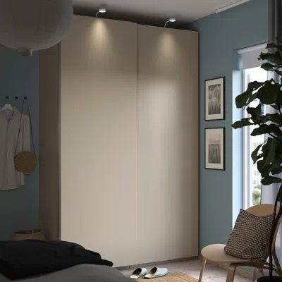 Ikea Hasvik Pair Of Sliding Doors, Gray-beige, 59x92 7/8 "