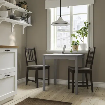 Ikea Hauga / Stefan Table And 2 Chairs, Gray/brown-black, 29 1/8x29 1/8 "
