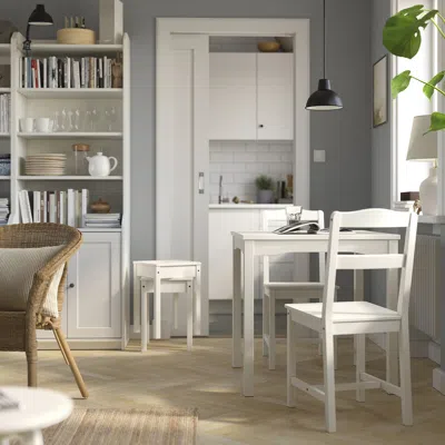 Ikea Hauga Table, White/birch Veneer, 29 1/8x29 1/8 "
