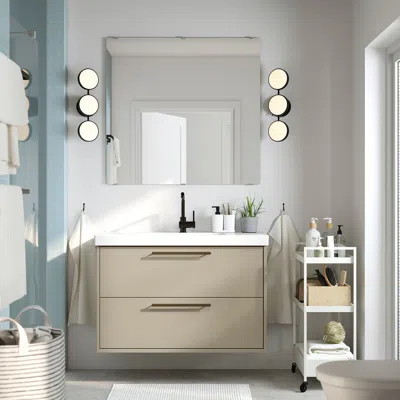 Ikea Havbäck Bathroom Vanity With Drawers, Beige, 36x21x25 1/8 "