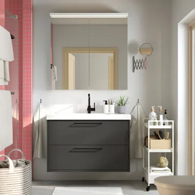 Ikea Havbäck Bathroom Vanity With Drawers, Dark Gray, 36x21x25 1/8 "