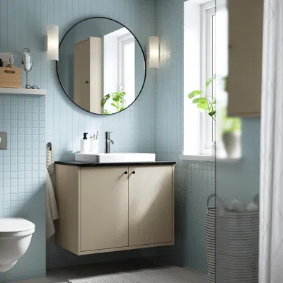 Ikea Havbäck / Orrsjön Bathroom Vanity With Doors/sink/faucet, Beige, 31x21 1/2x28 3/8 "
