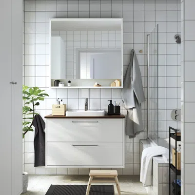 Ikea Havbäck / Orrsjön Bathroom Vanity With Sink & Faucet, White, 37x21 1/2x28 3/8 "
