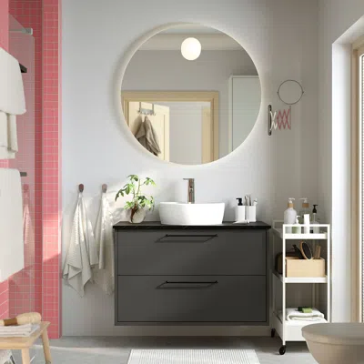 Ikea Havbäck / Törnviken Bathroom Vanity With Sink & Faucet, Dark Gray, 37x21 1/2x31 3/8 "