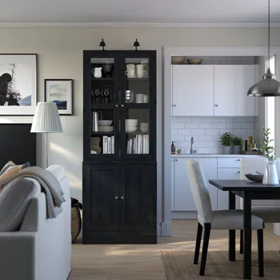 Ikea Havsta Storage Combination W/glass Doors, Black, 31 7/8x18 1/2x83 1/2 "