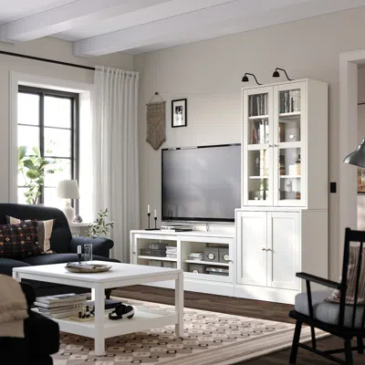 Ikea Havsta Tv Storage Combination/glass Doors, White, 94 7/8x18 1/2x83 1/2 "