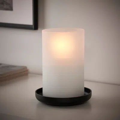 Ikea Hedervärd Lantern, Frosted Glass/black, 9 " In White