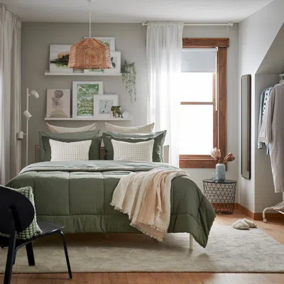 Ikea Hedfryle Comforter Set, Green, Full/queen