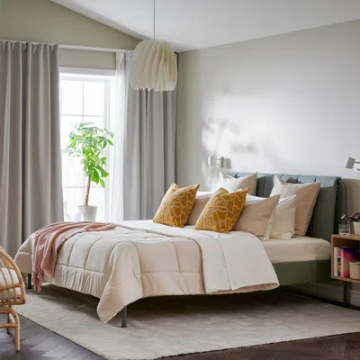 Ikea Hedfryle Comforter Set, White/beige, King