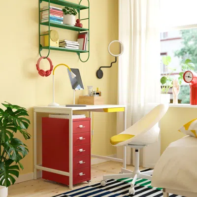 Ikea Helmer Drawer Unit On Casters, Red, 11x17 3/8x25 5/8 "