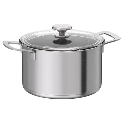 Ikea Hemkomst Pot With Lid, Stainless Steel/glass, 5.3 Qt In Silver