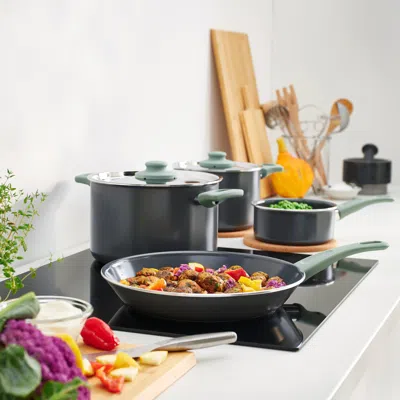 Ikea Hemlagad 6-piece Cookware Set, Non-stick Coating Light Gray-green/gray