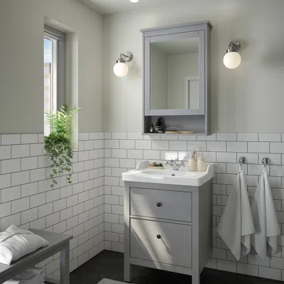 Ikea Hemnes Bathroom Vanity With Drawers, Gray, 24x32 3/8 "