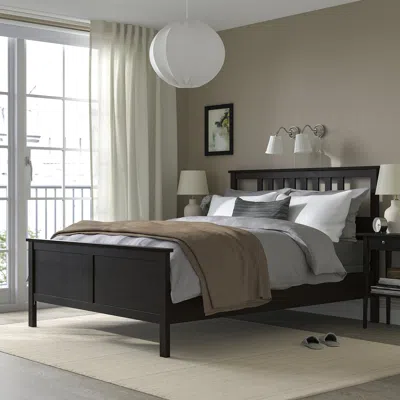Ikea Hemnes Bed Frame, Black-brown, Queen In Multi